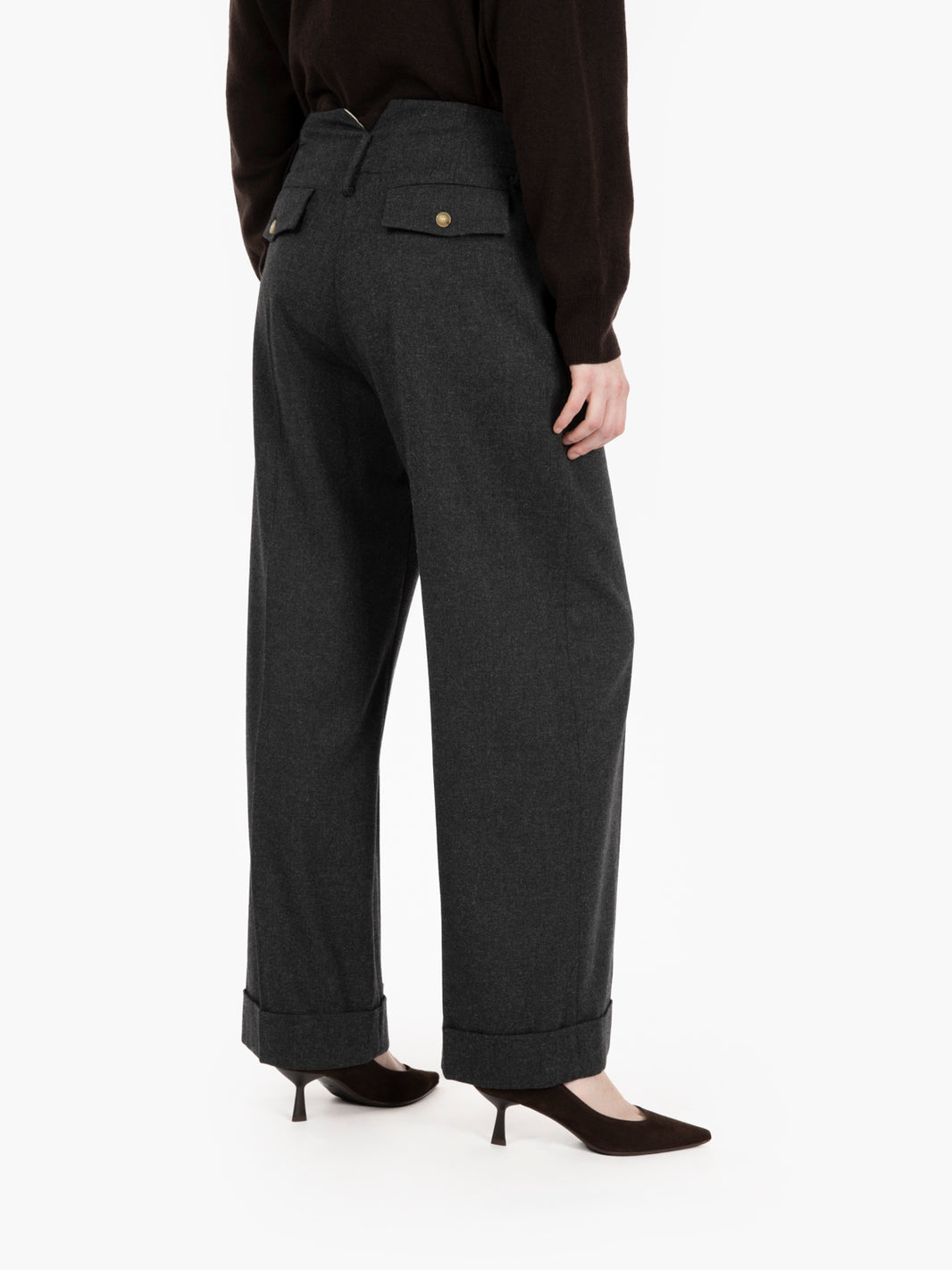 ANTHRACITE BRUSHED FLANNEL TROUSERS 165169_AN