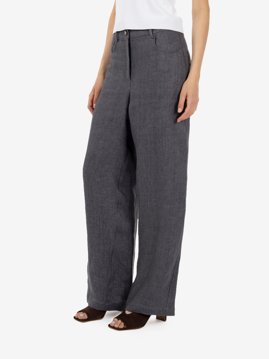 Pantaloni in lino liquirizia