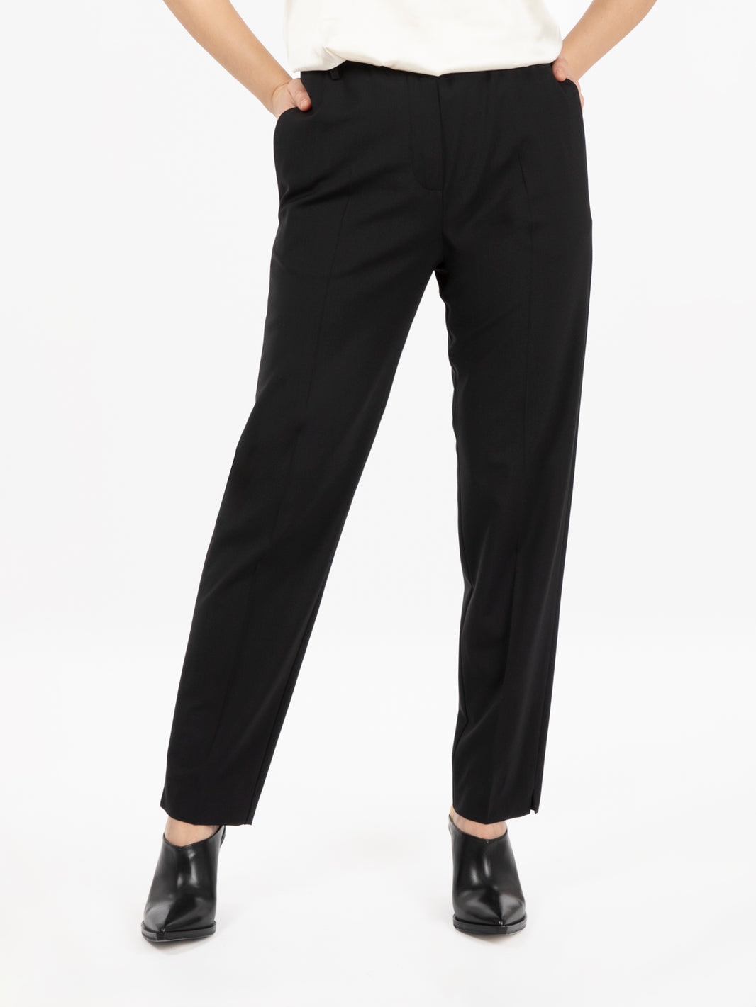 Pantaloni in tela di lana nero