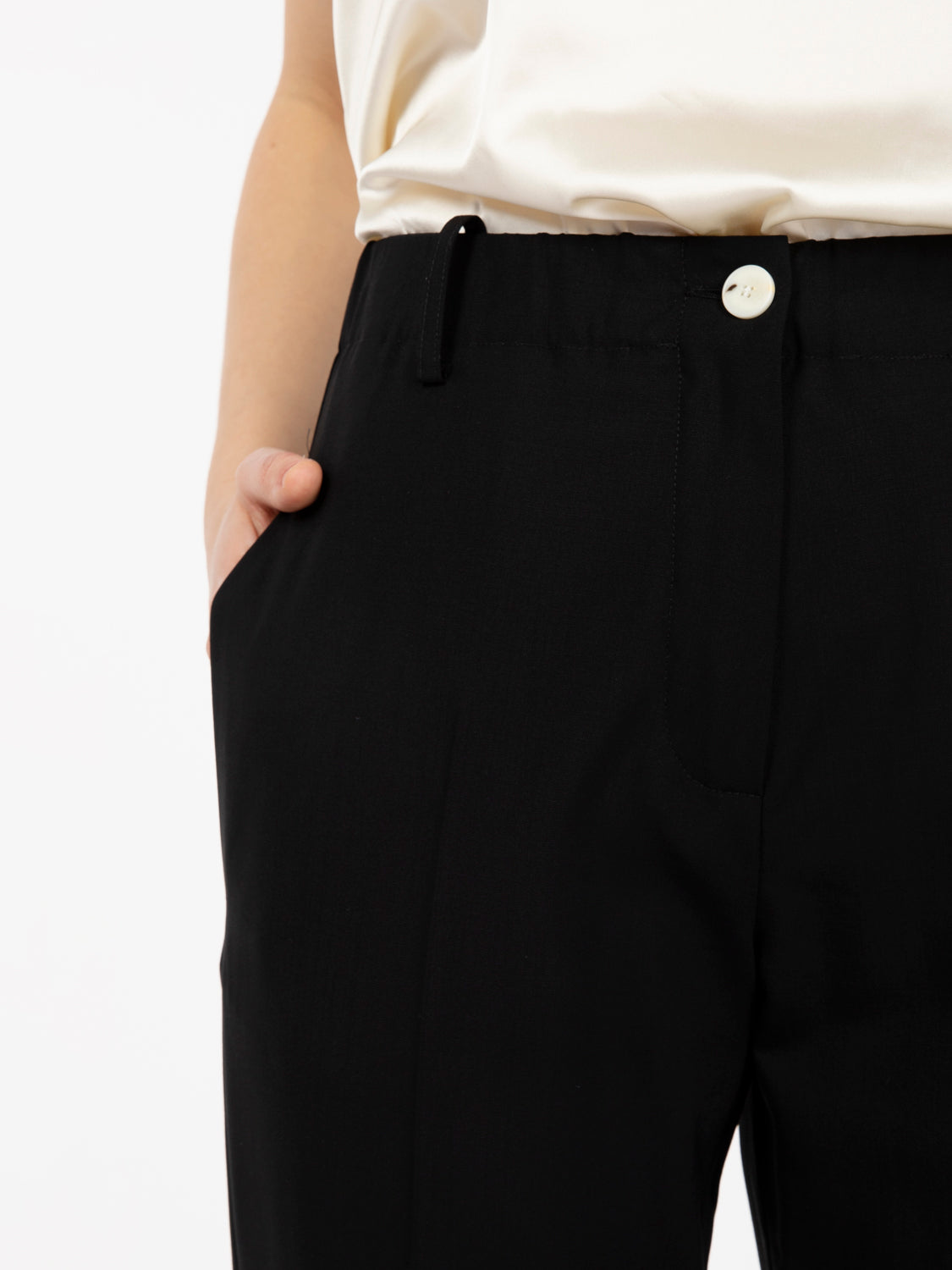Pantaloni in tela di lana nero