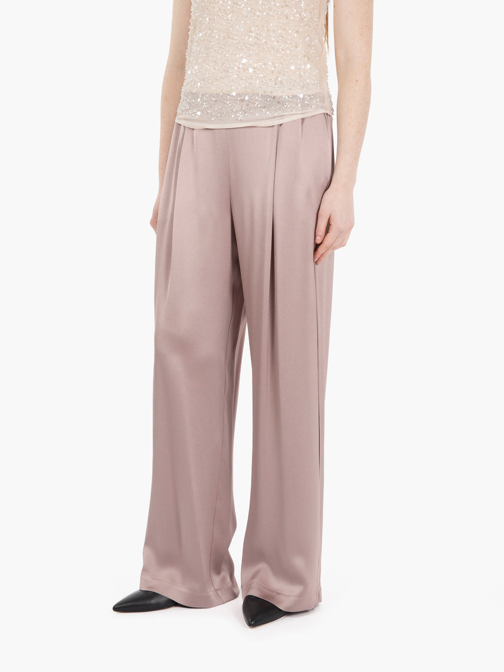 Pantaloni Liquid satin cipria