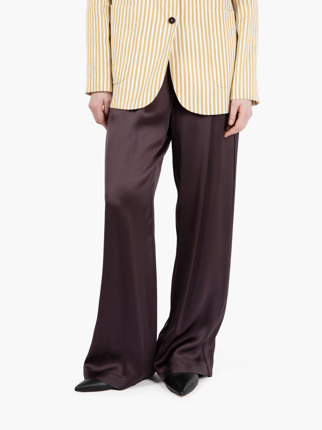 Pantaloni Liquid satin melanzana