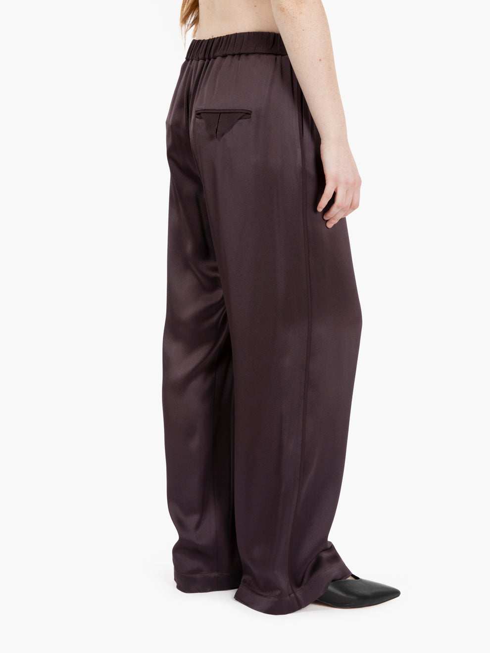 Pantaloni Liquid satin melanzana