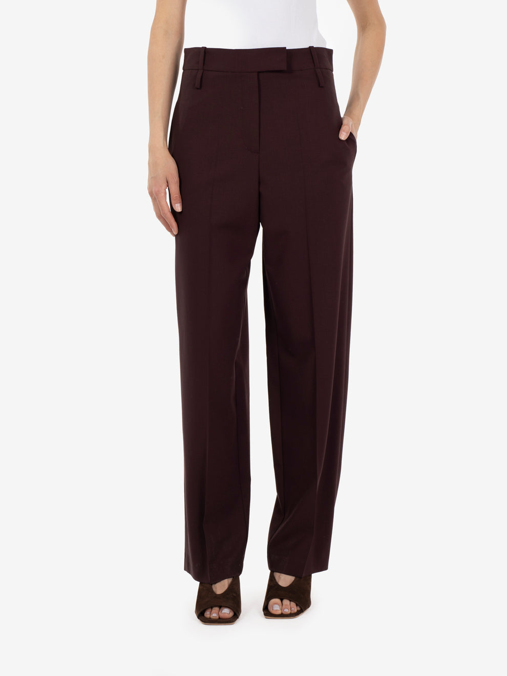 Grape wool palazzo trousers