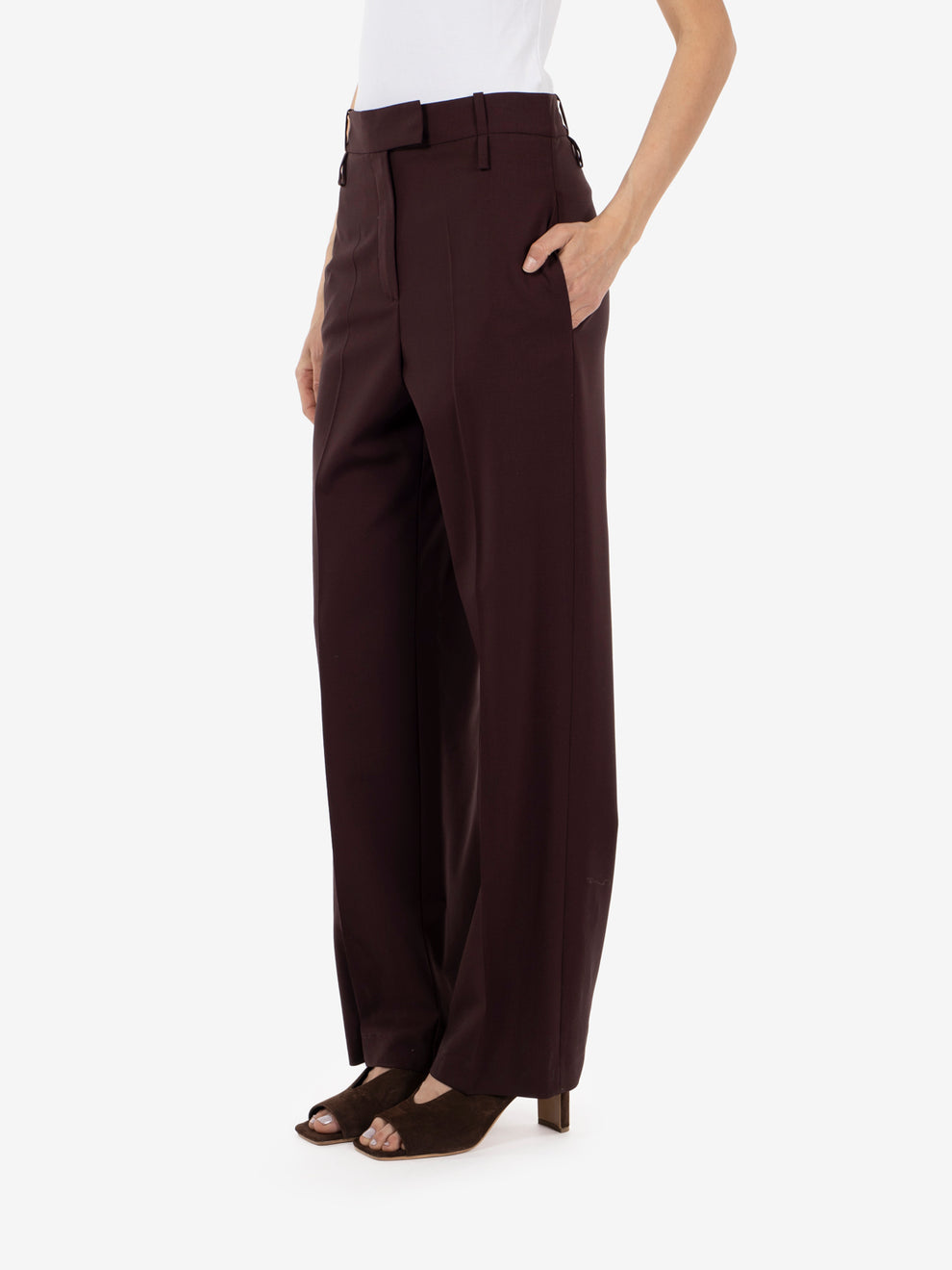 Grape wool palazzo trousers