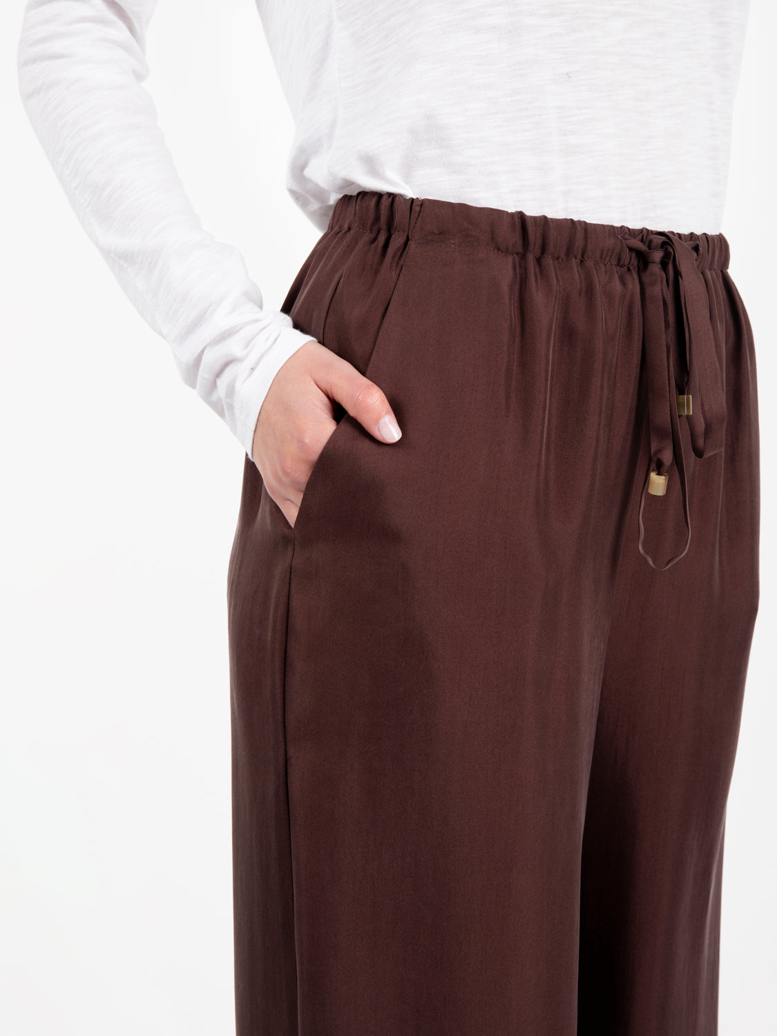Pantaloni palazzo twill enzimati choco