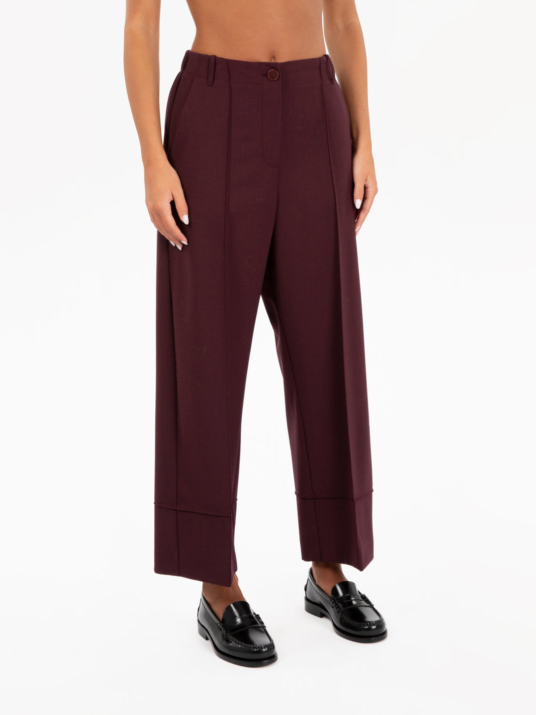 Pantaloni Poly wool barolo