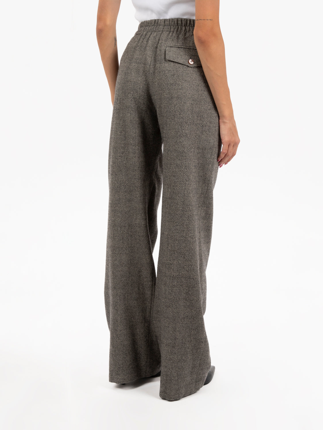 Pantaloni Principe di Galles ampi antracite