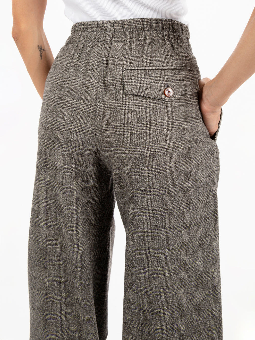 Pantaloni Principe di Galles ampi antracite