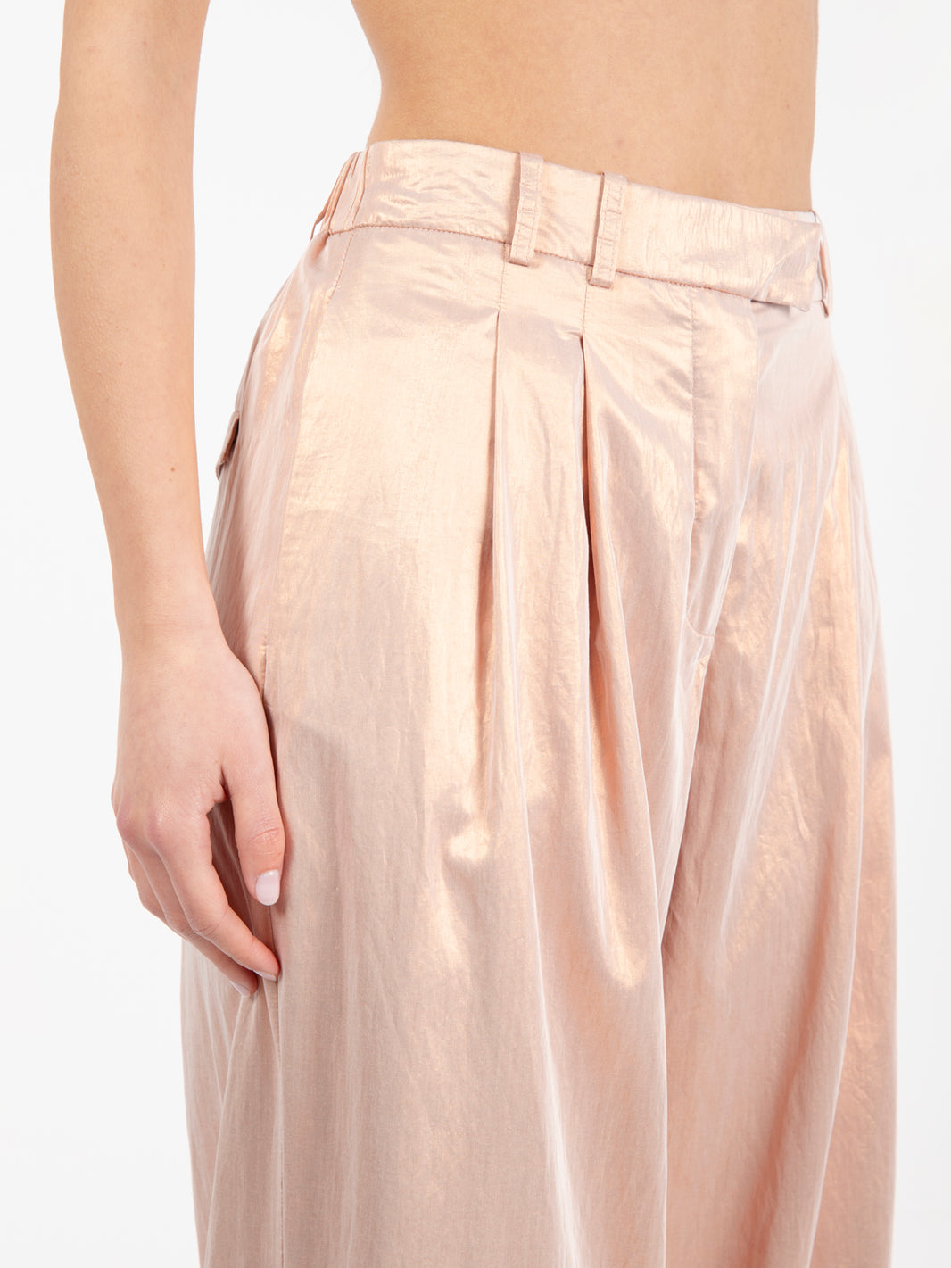 Pantaloni shining popel ampio rame