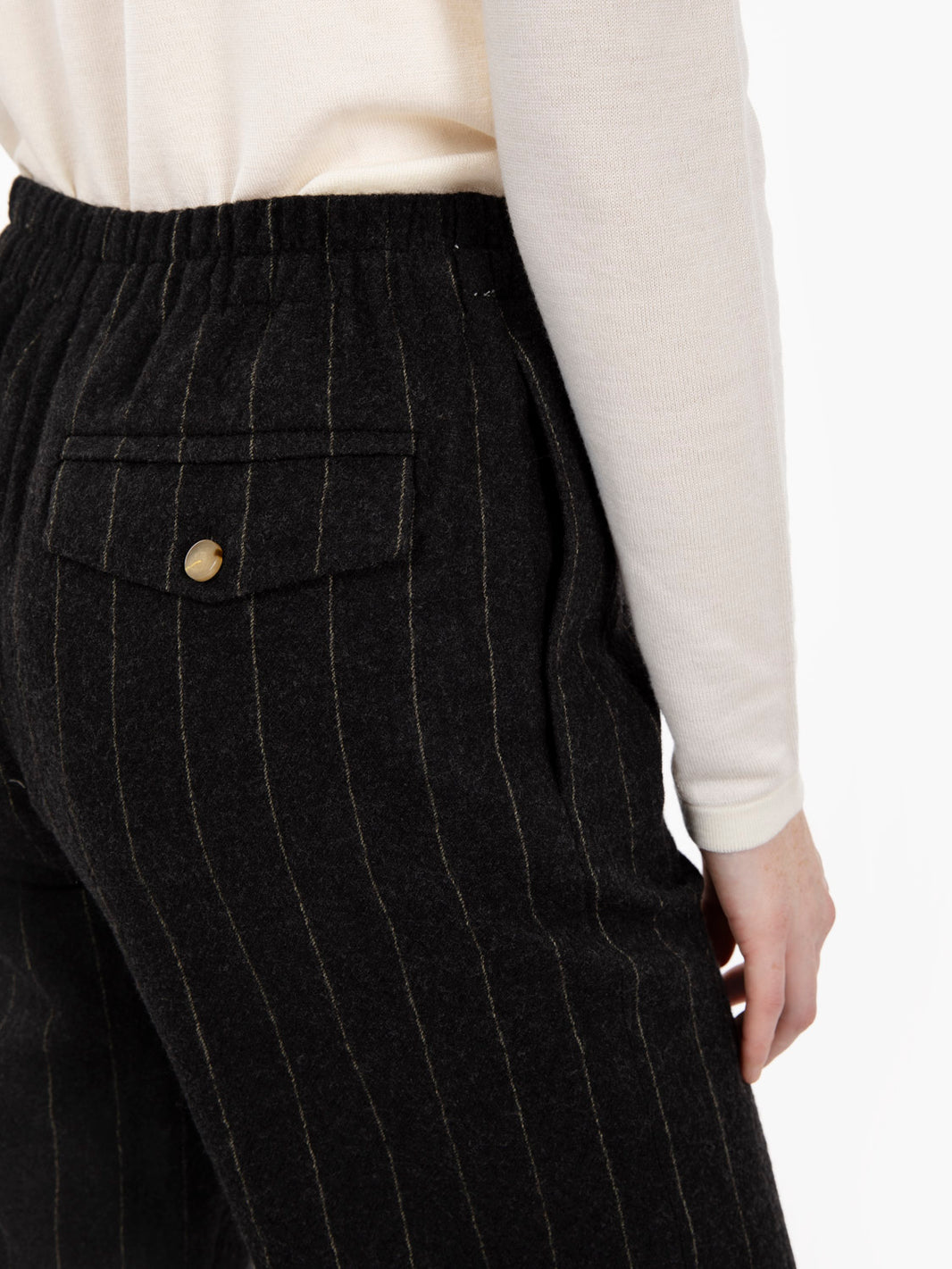 Pantaloni striped wool carbone