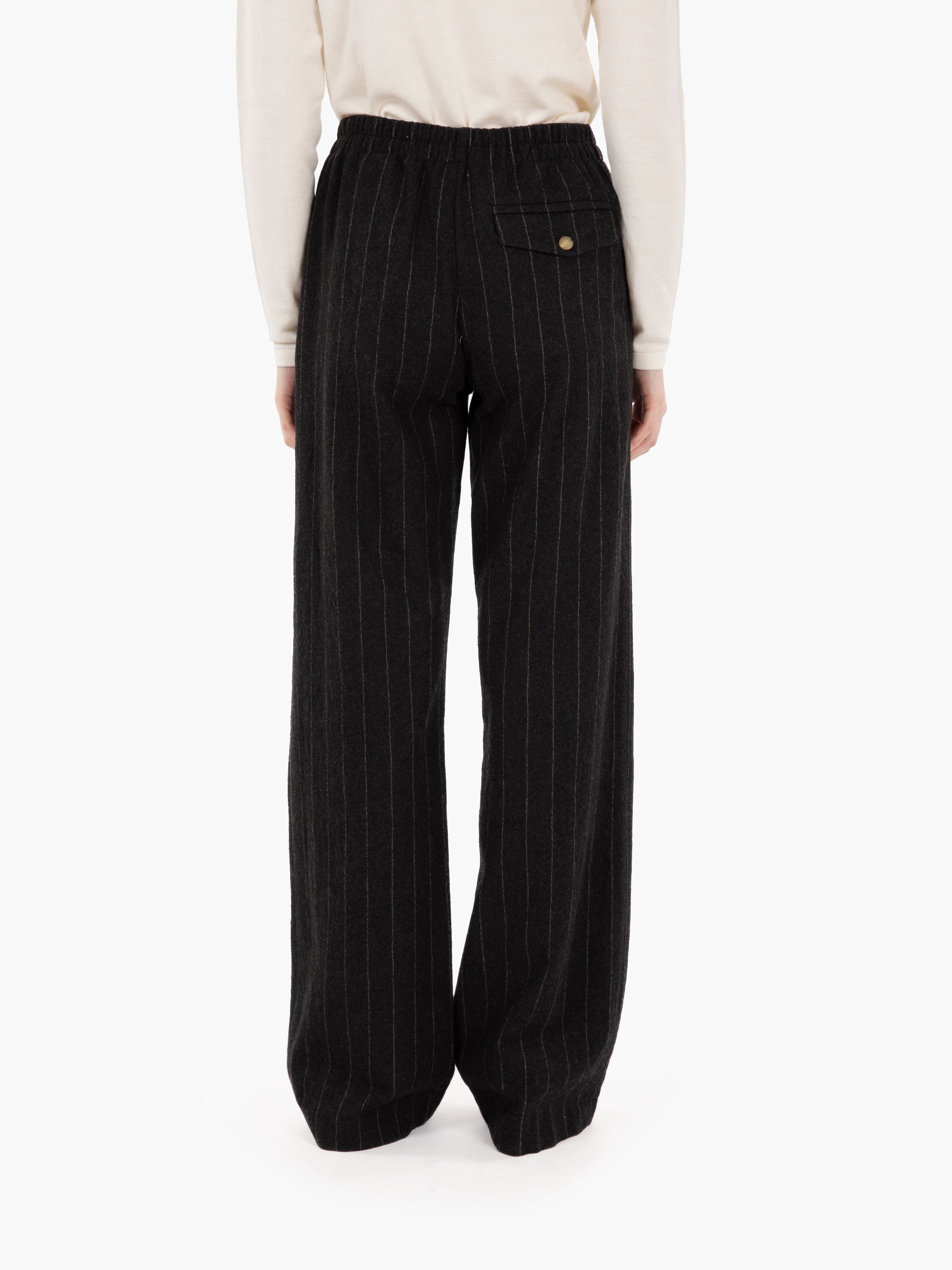 Pantaloni striped wool carbone