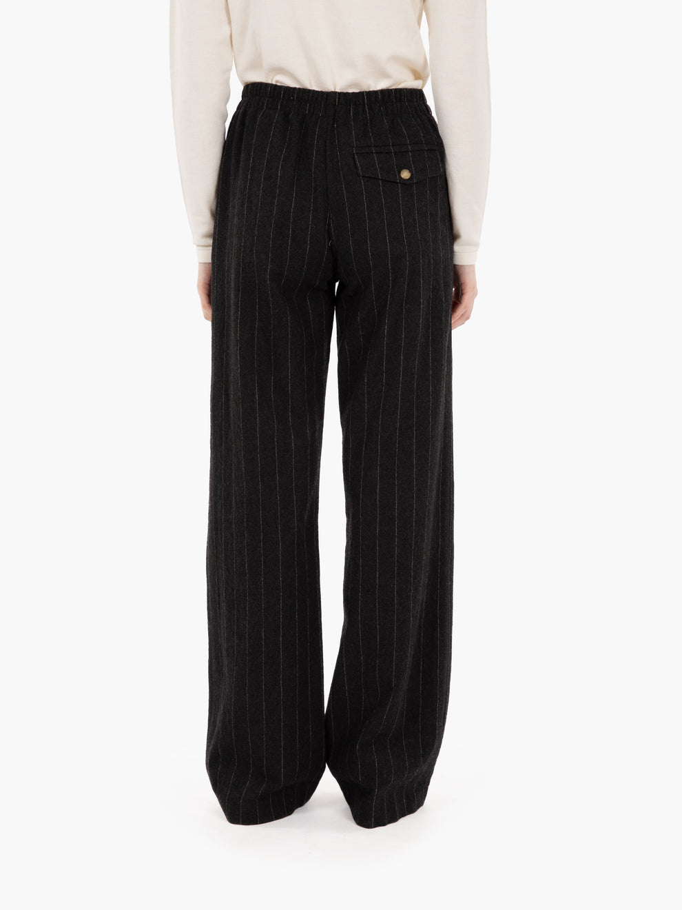 Pantaloni striped wool carbone