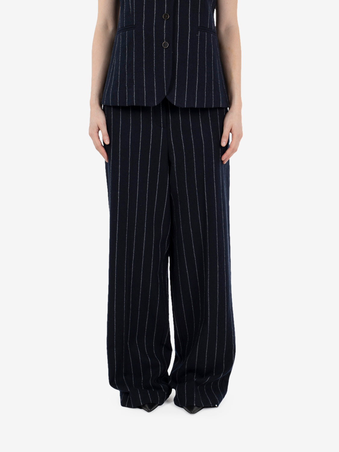 Pantaloni stripes wool dritti notte