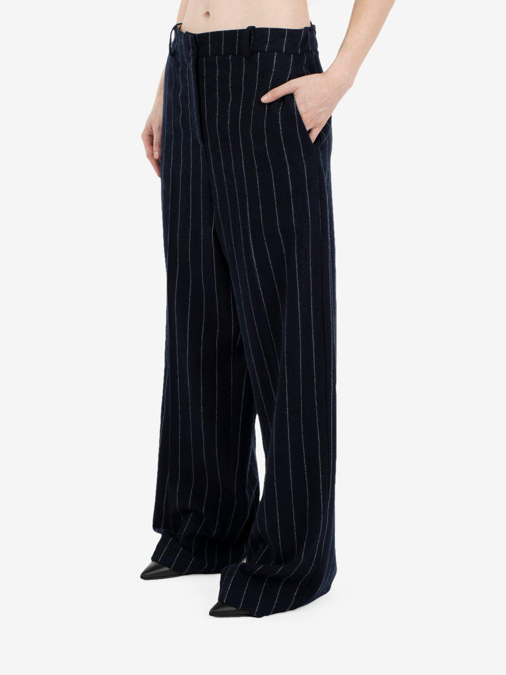 Pantaloni stripes wool dritti notte