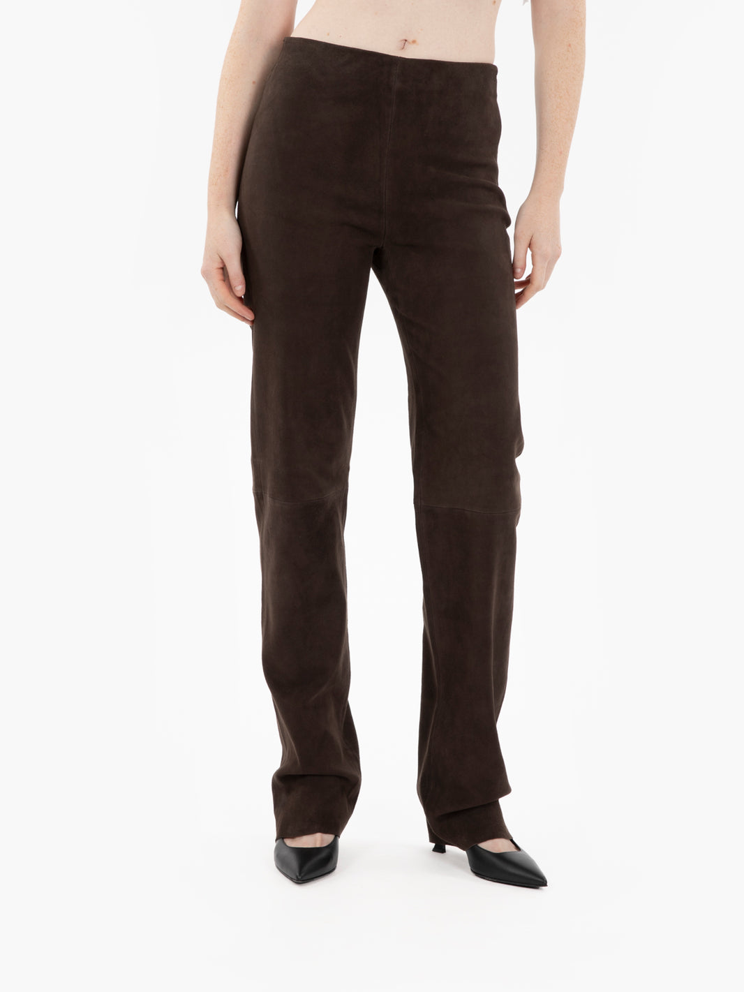 Pantaloni suede stretch choco