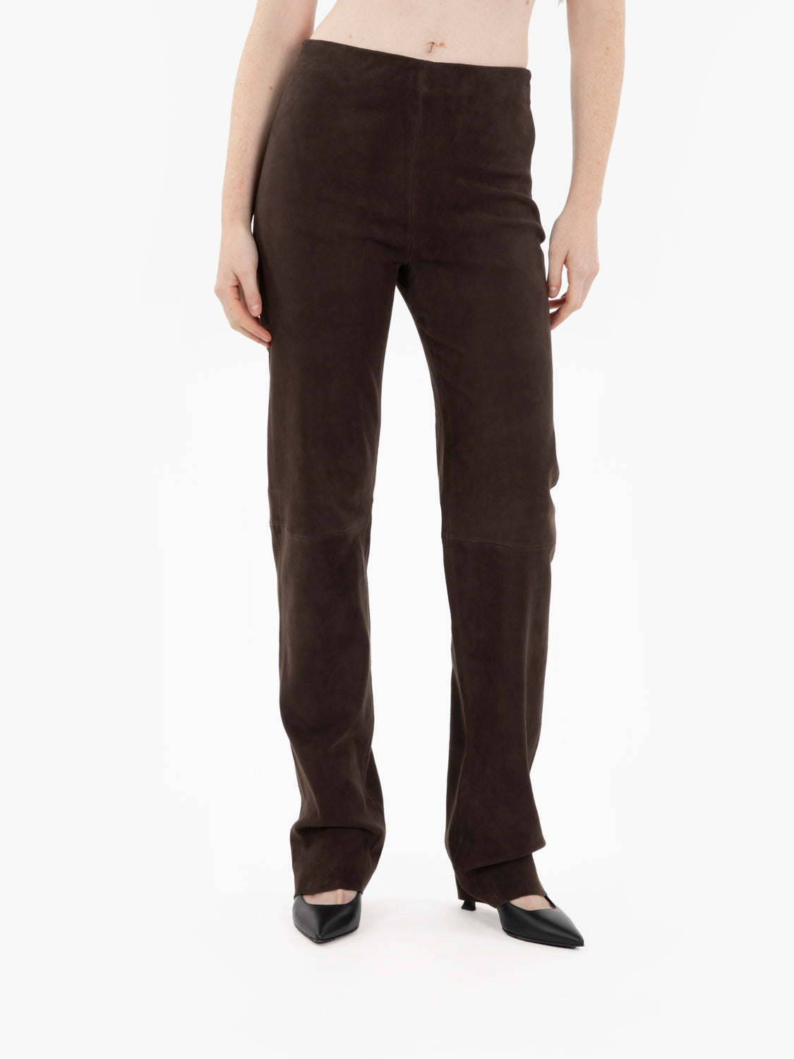 Pantaloni suede stretch choco