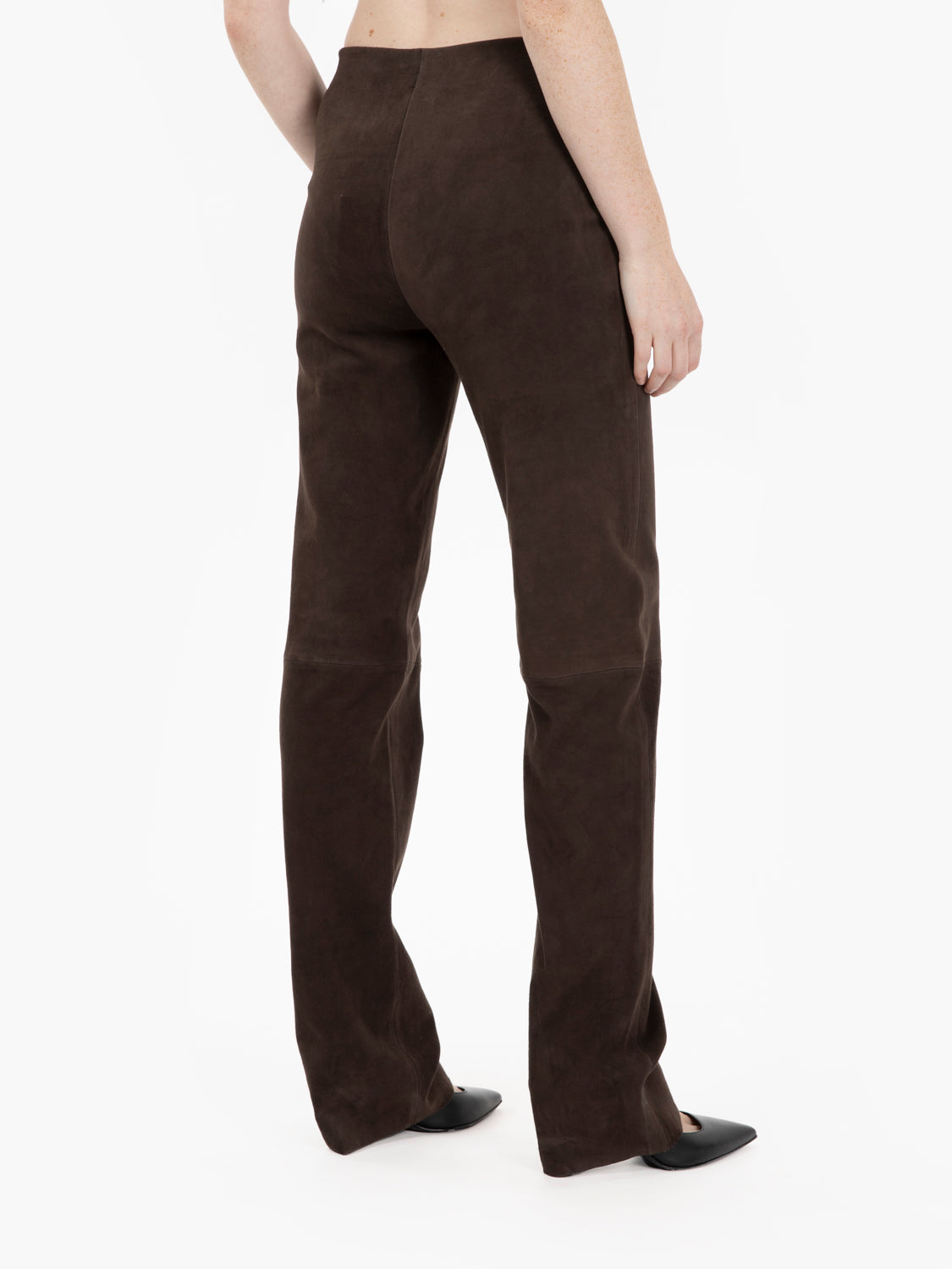 Pantaloni suede stretch choco