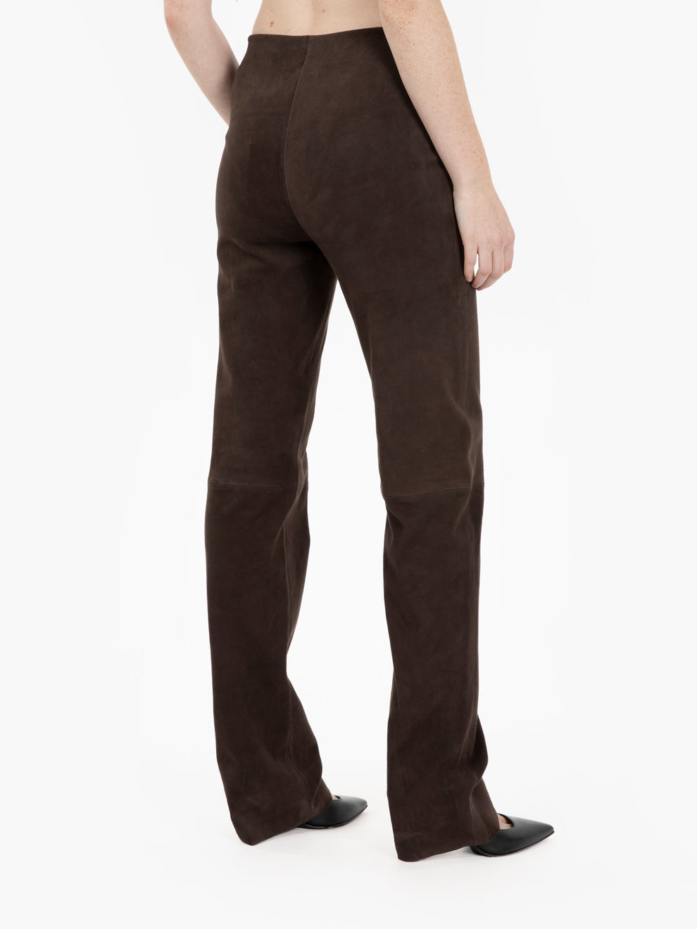 Pantaloni suede stretch choco