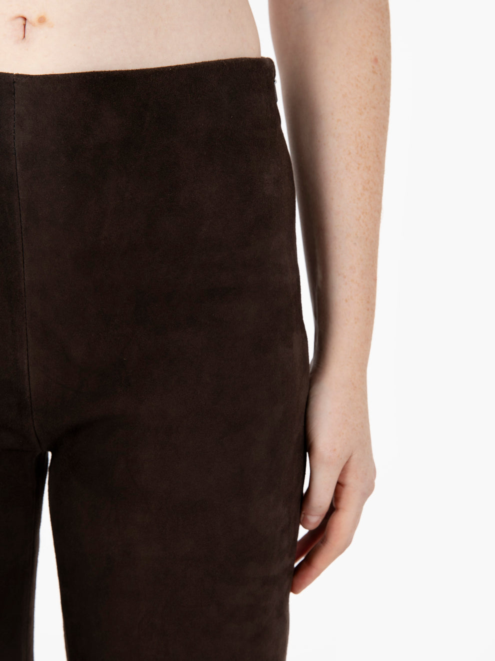 Pantaloni suede stretch choco