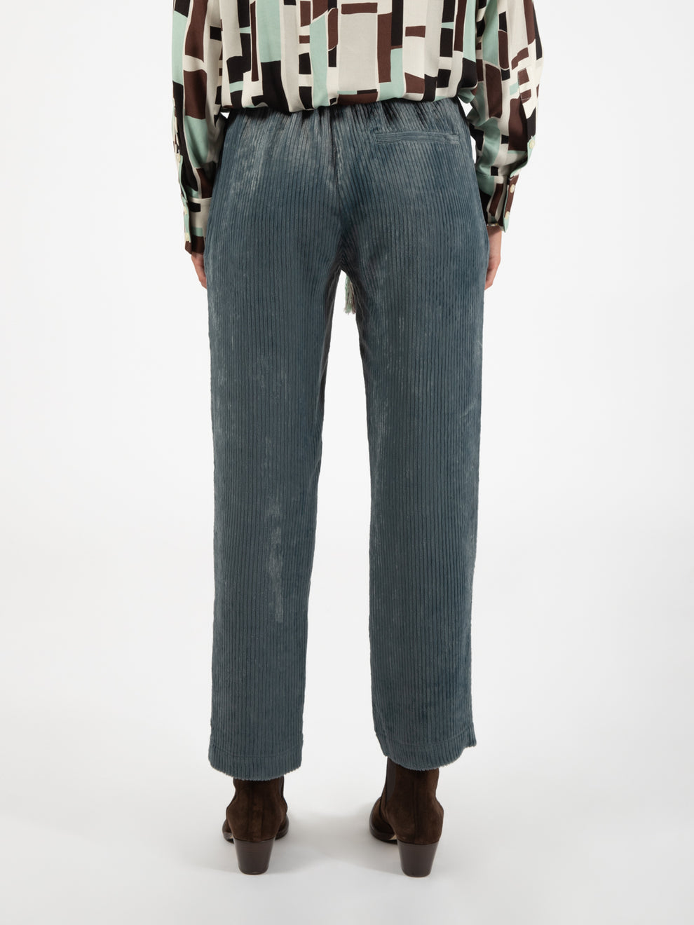 Pantaloni velvet a coste inchiostro