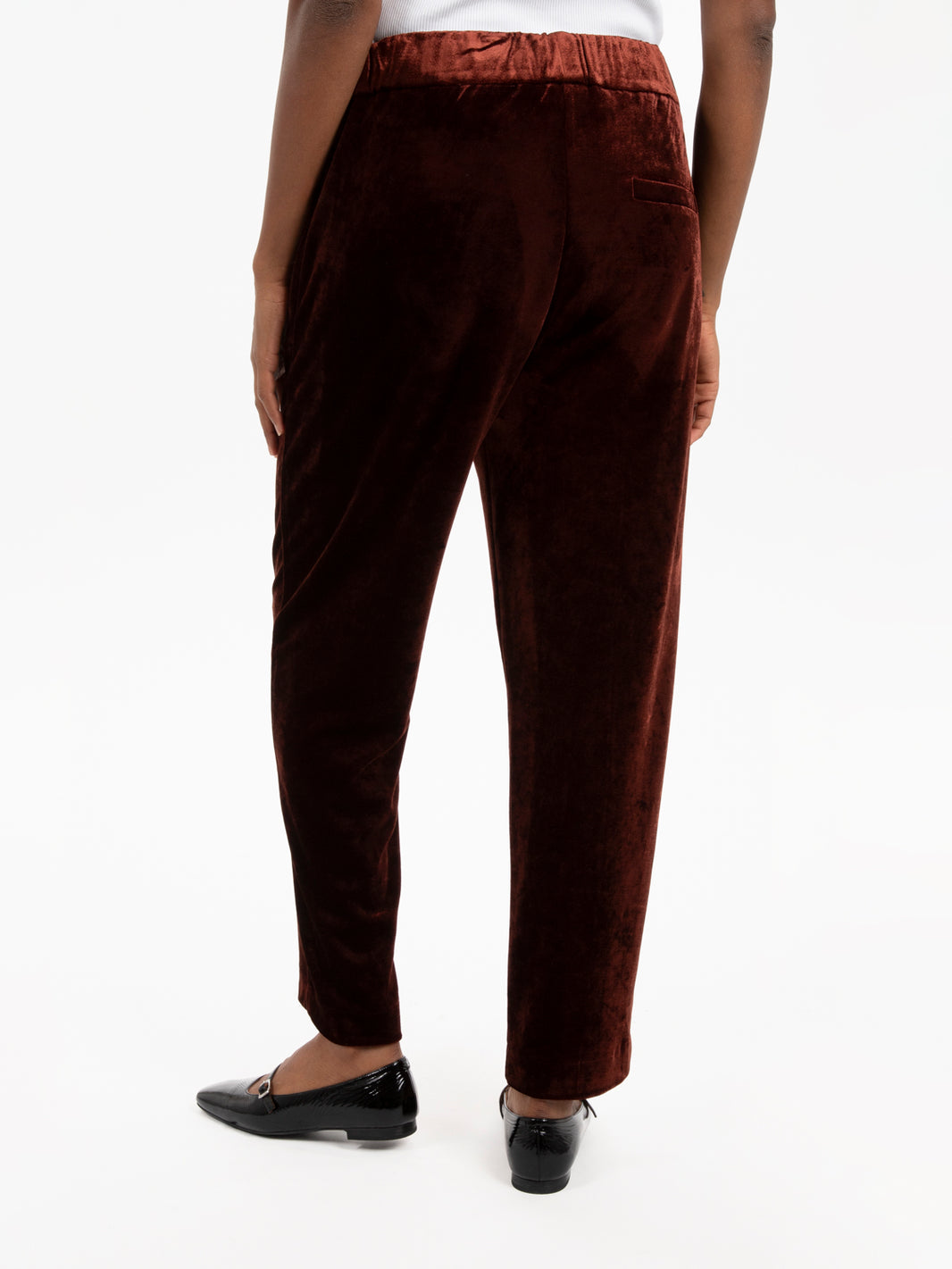 Pantaloni velvet con vita elastica choco