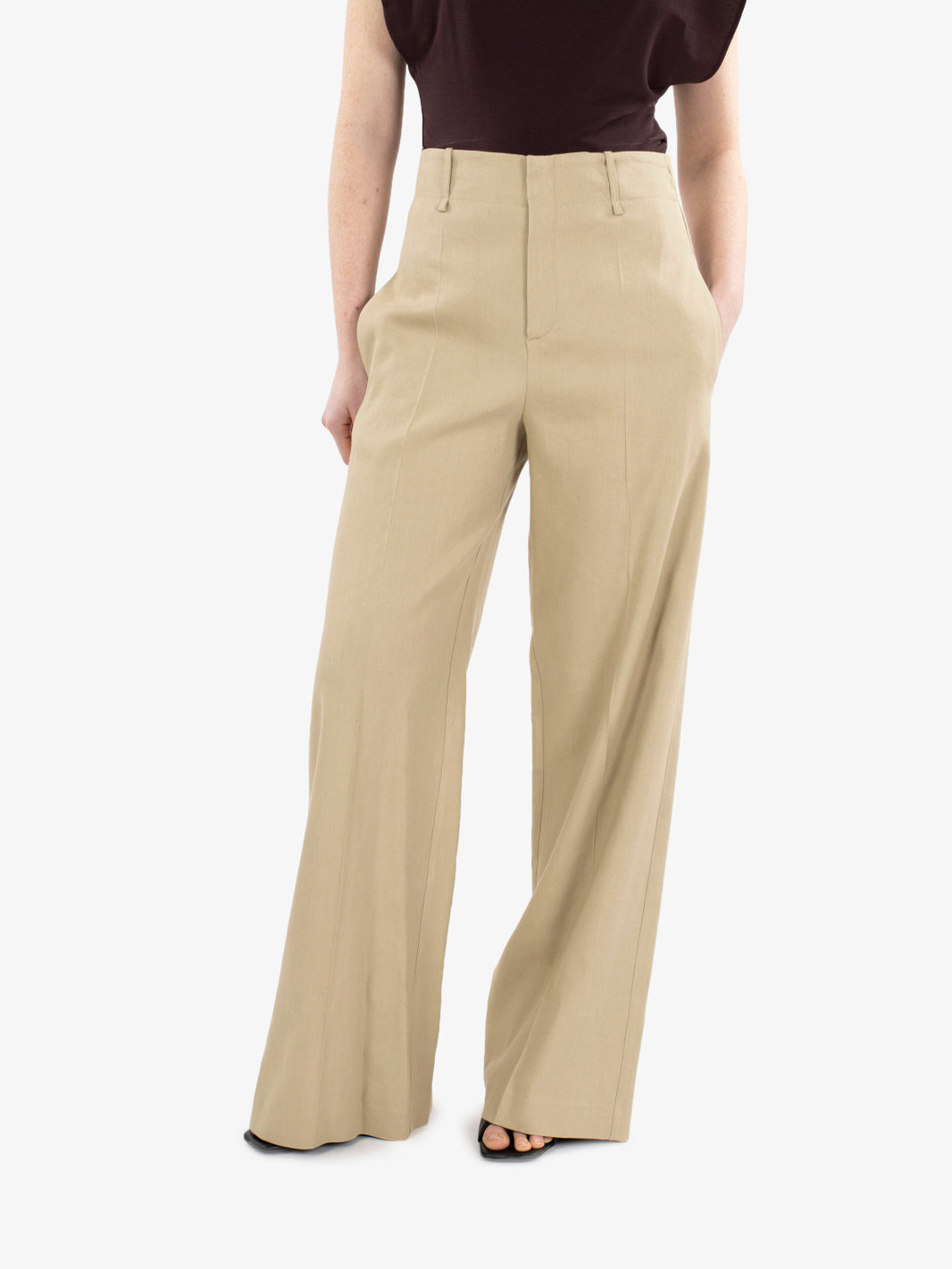 Pantaloni wide leg beige