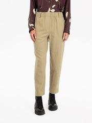 ALYSI - Pantaloni wool stripes oliva