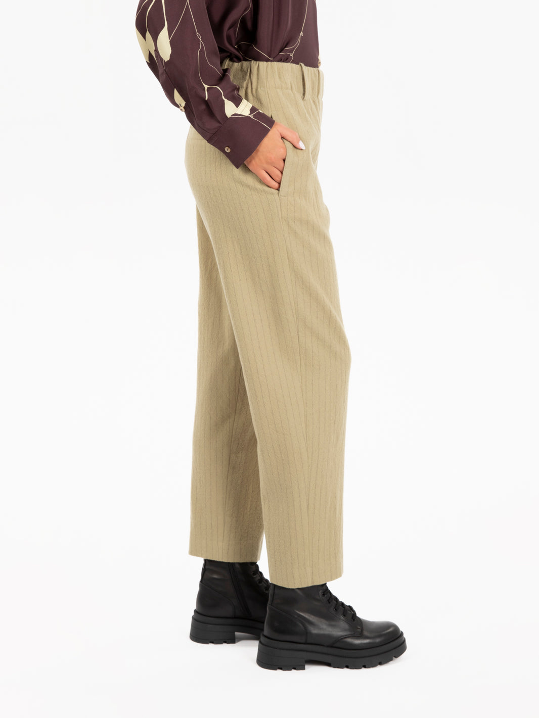 Pantaloni wool stripes oliva