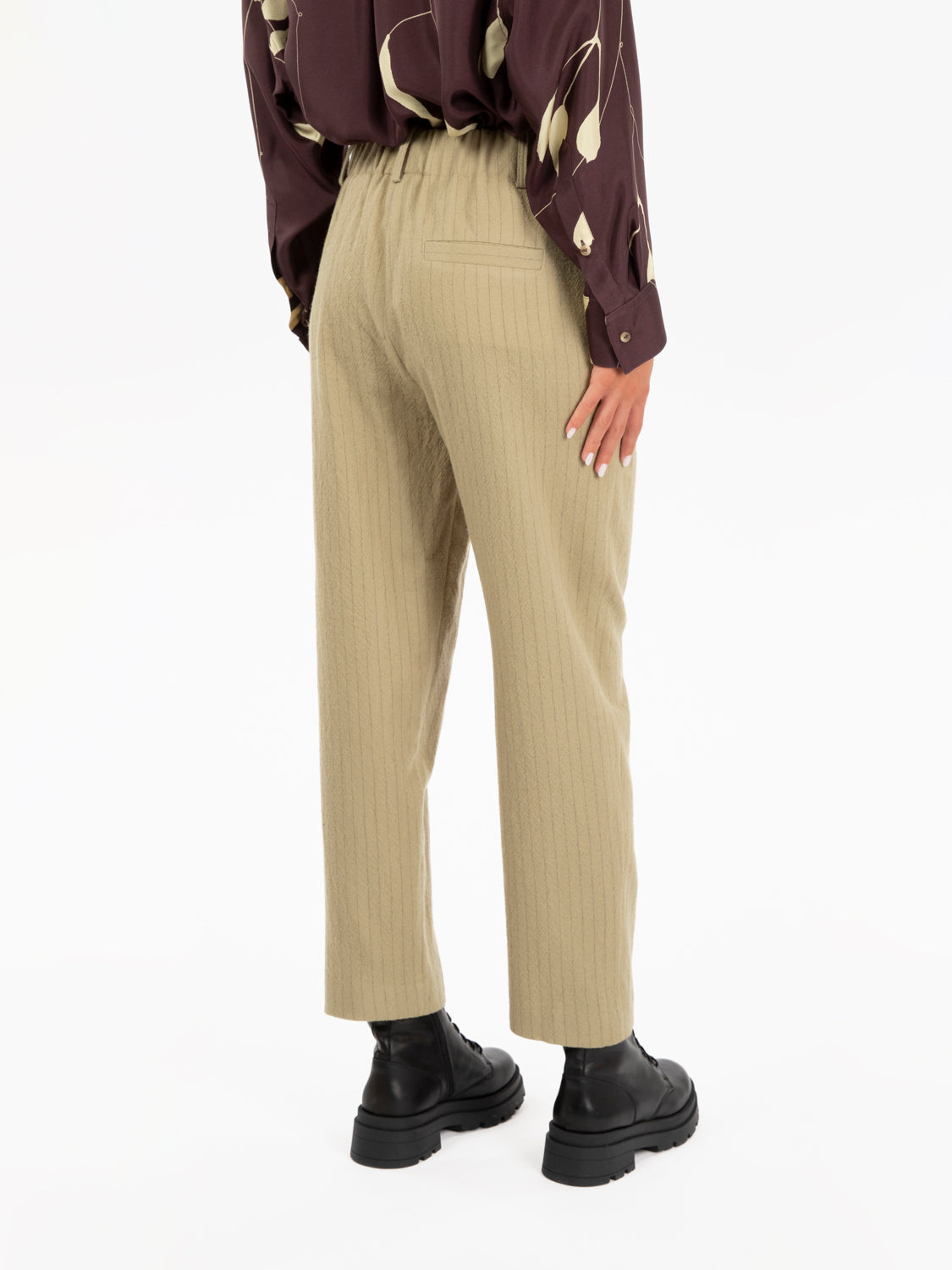 Pantaloni wool stripes oliva