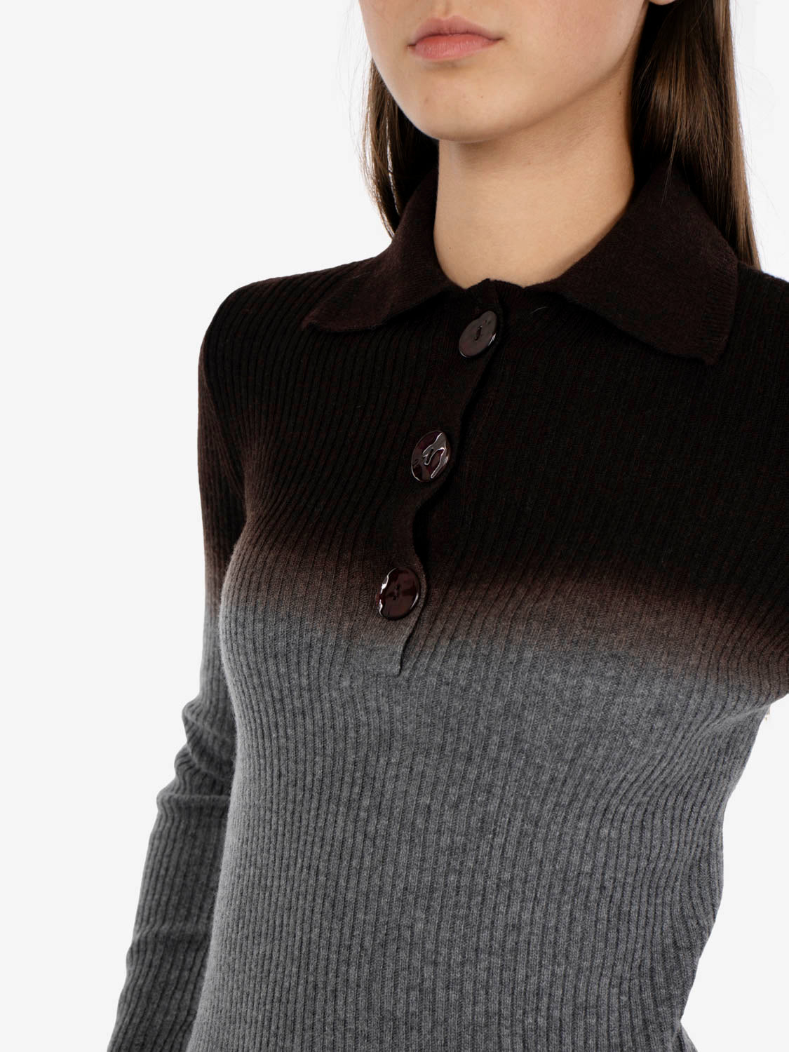 Polo in maglia degradè grigio / marrone