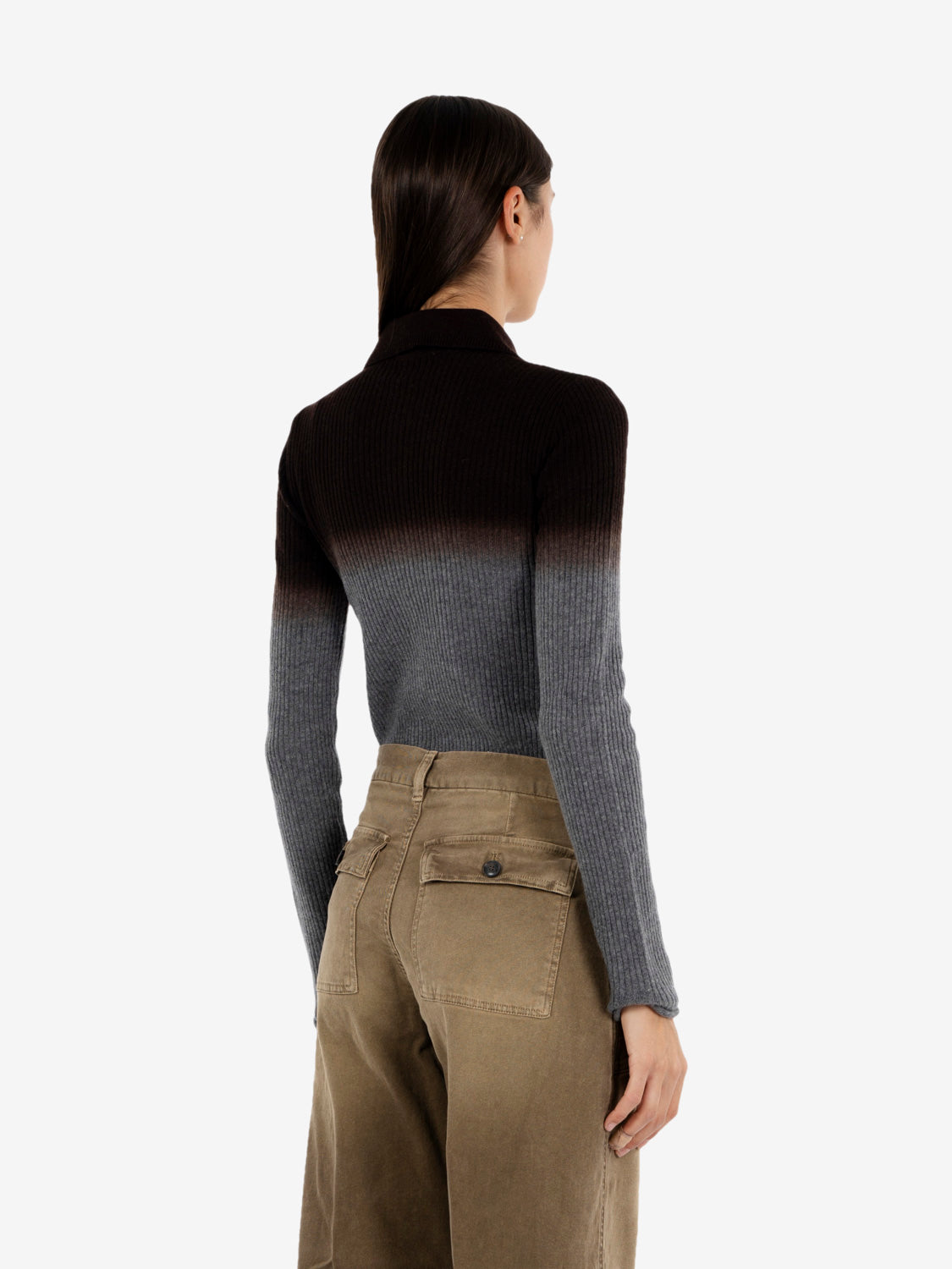 Polo in maglia degradè grigio / marrone