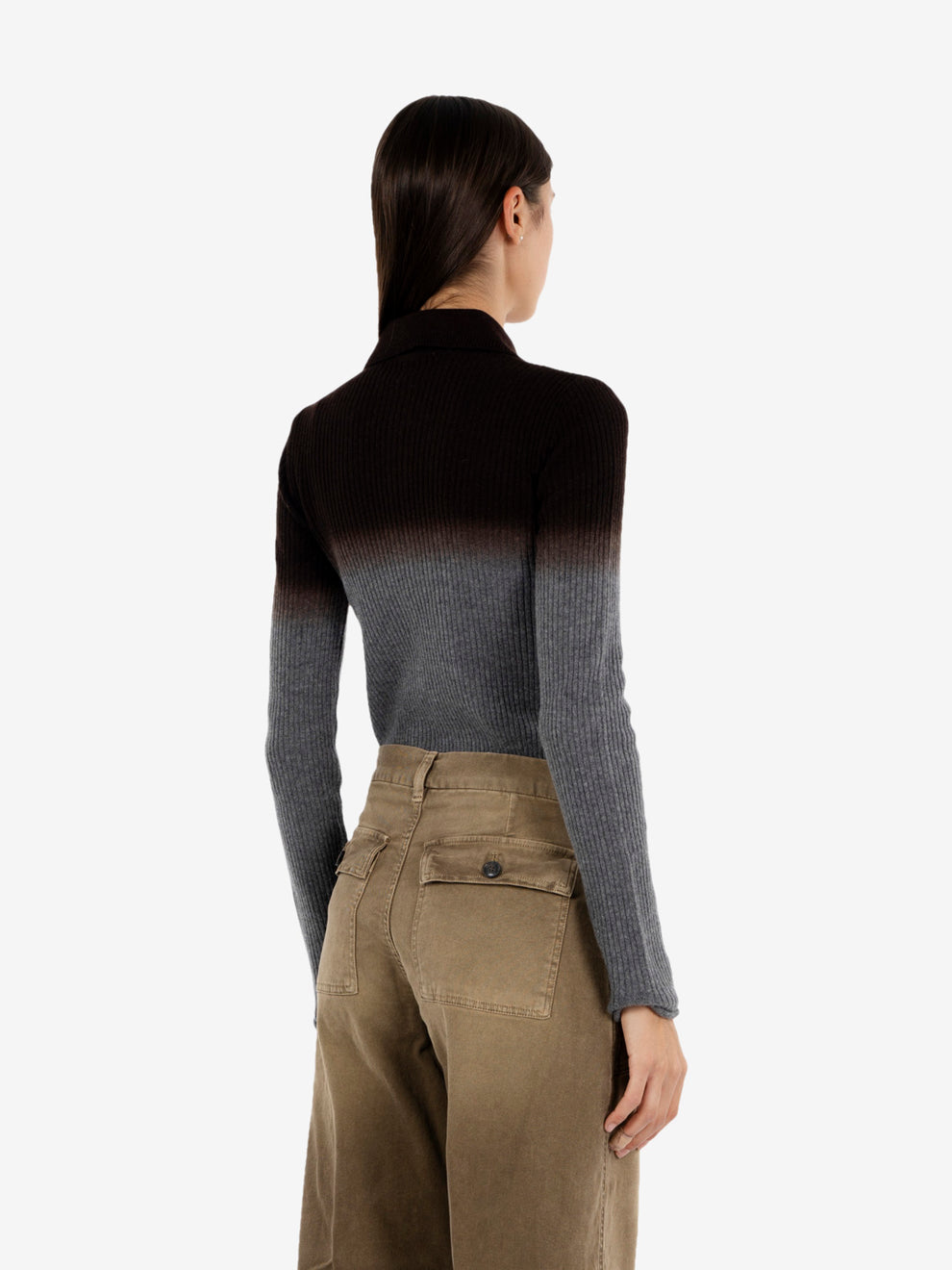 Polo in maglia degradè grigio / marrone
