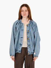 ALYSI - Bomber bleached denim azzurro