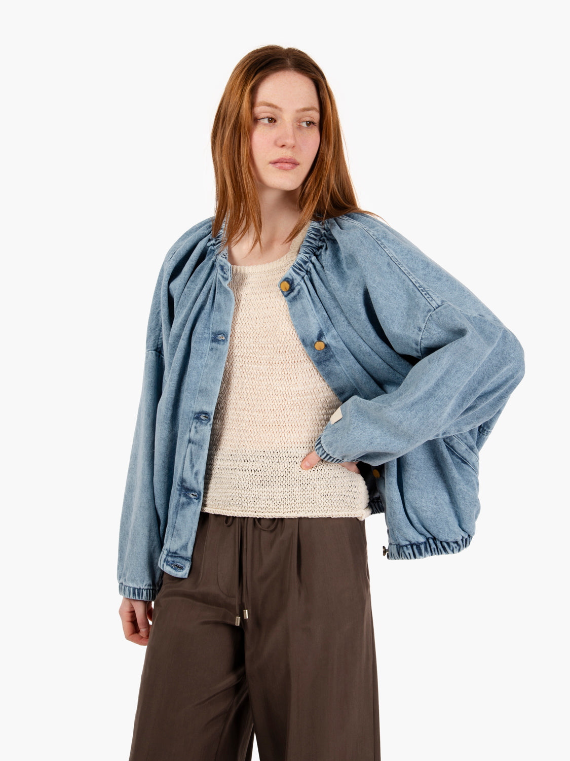 Bomber bleached denim azzurro