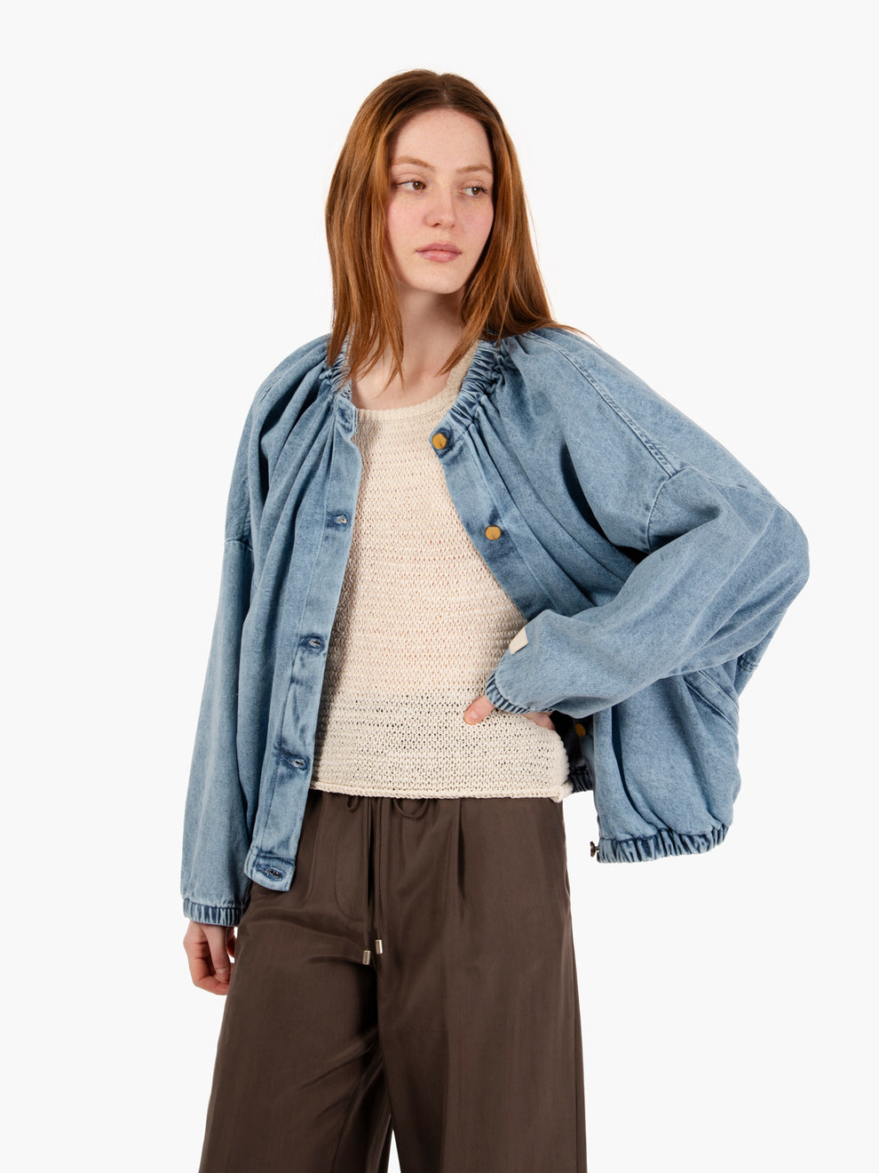 Bomber bleached denim azzurro