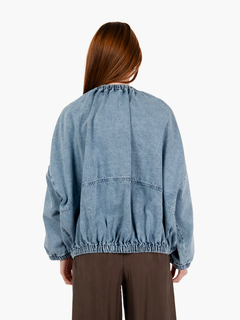 ALYSI - Bomber bleached denim azzurro