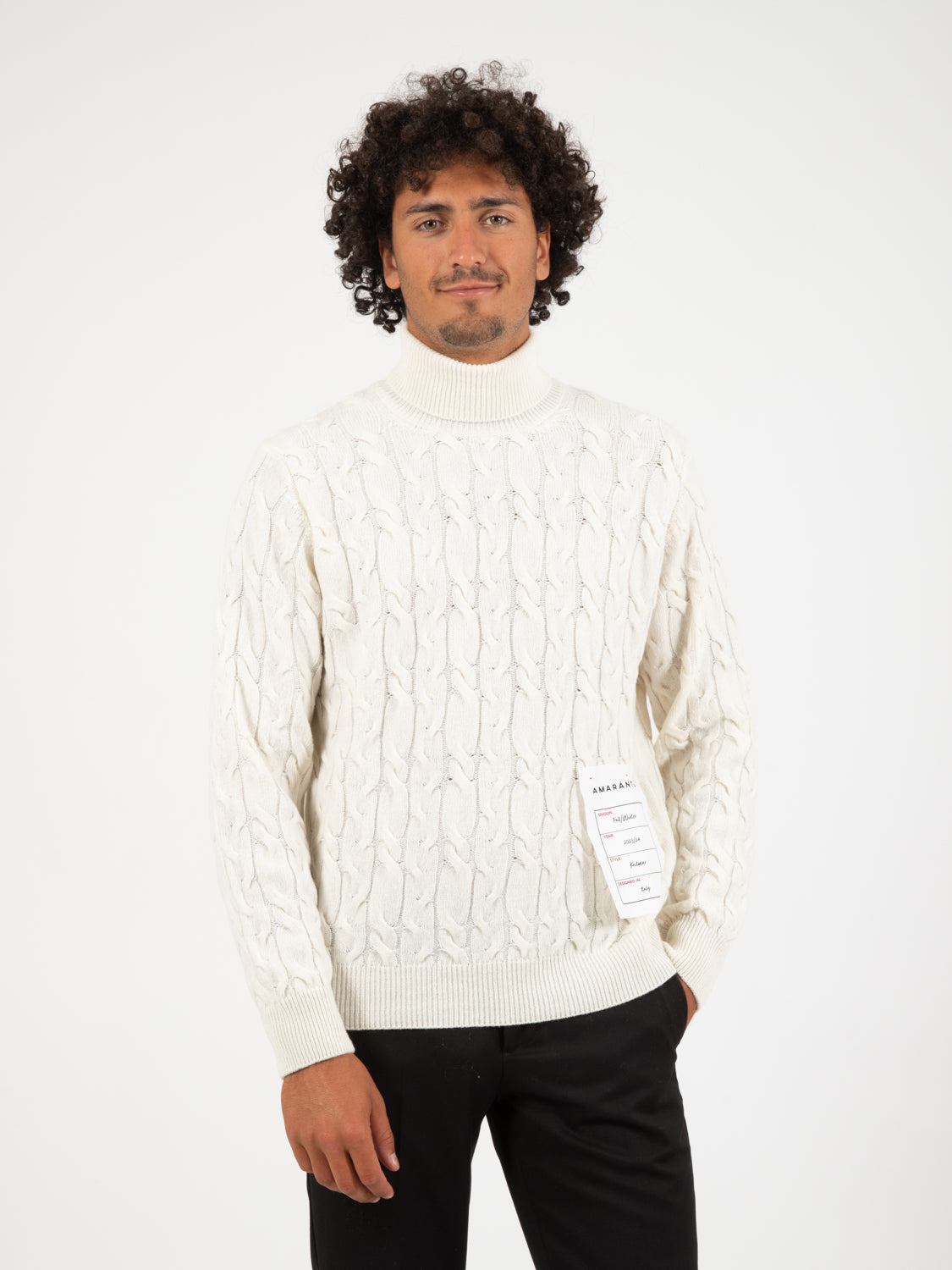 Cream braided turtleneck