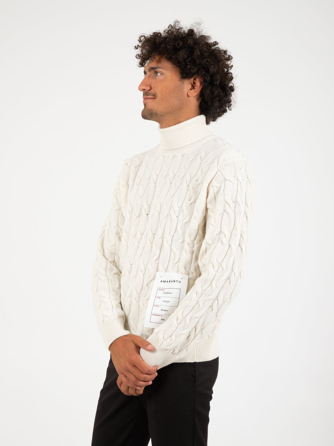 Cream braided turtleneck