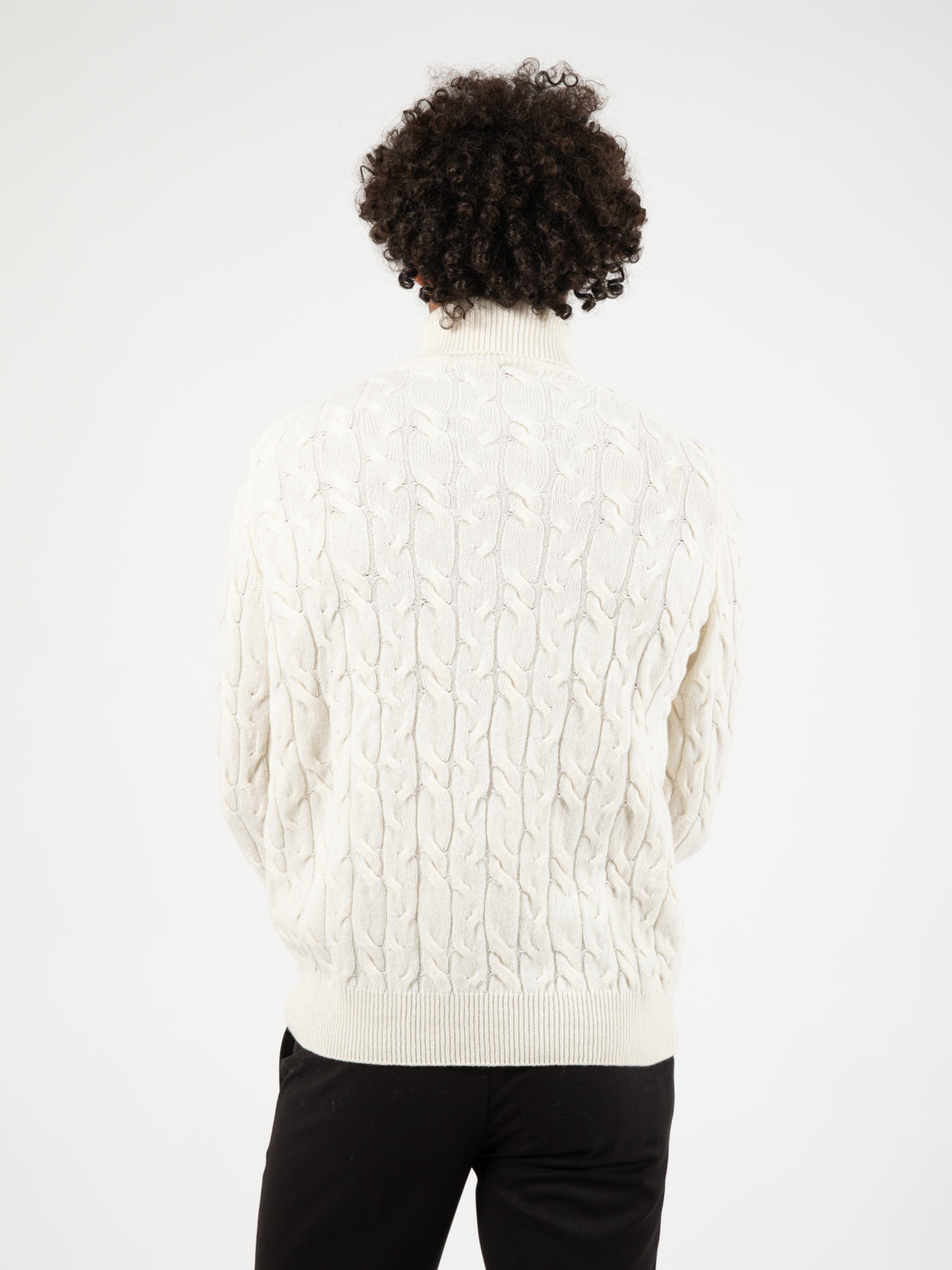 Cream braided turtleneck