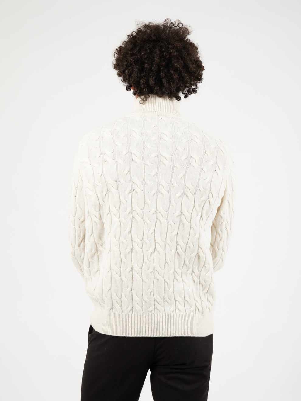 Cream braided turtleneck
