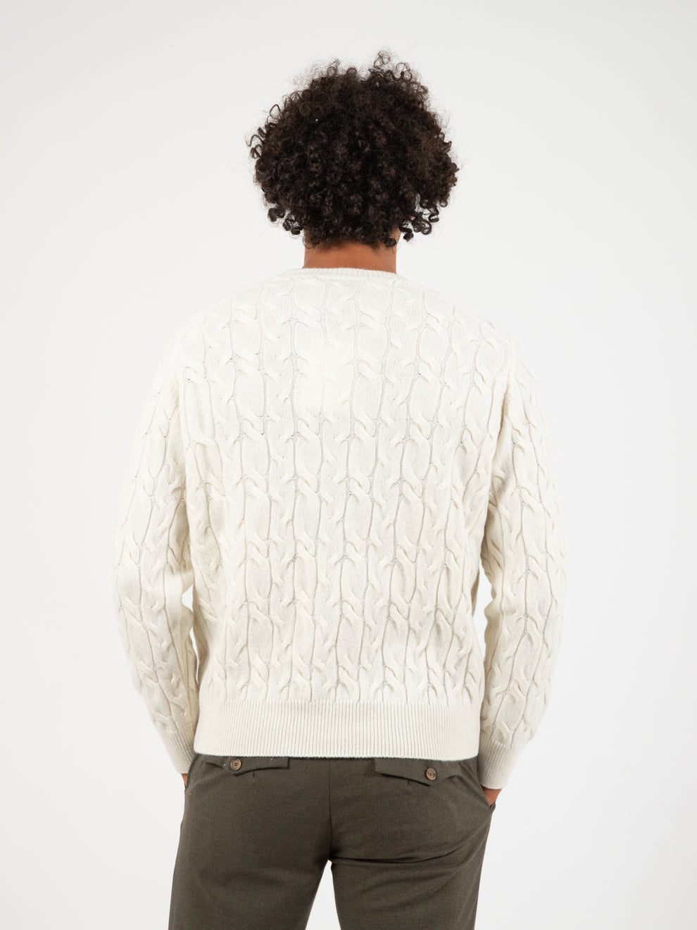 Maglione a trecce panna