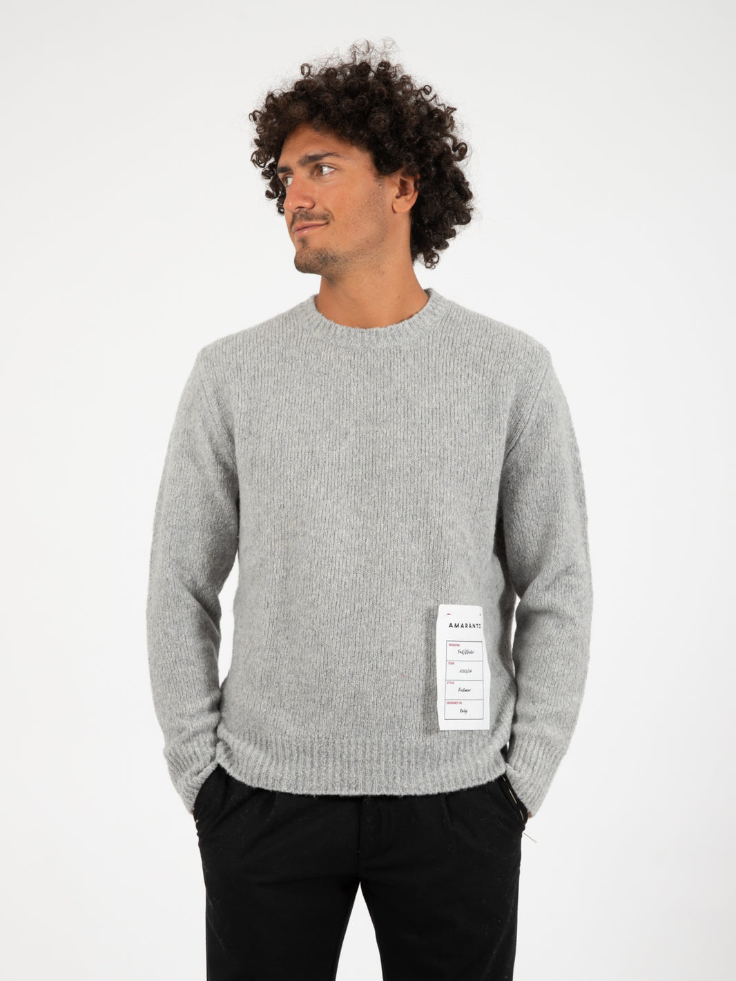 Maglione bouclè pietra