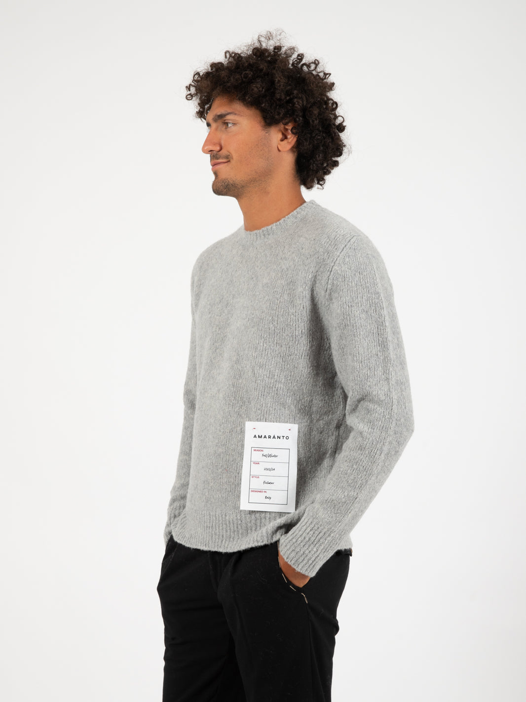 Maglione bouclè pietra