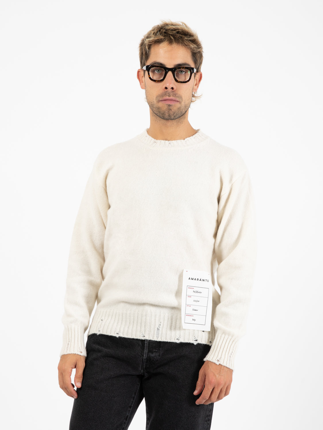 Maglione destroyed panna