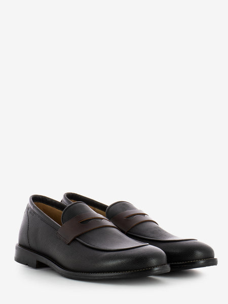 Mocassini in pelle fascia penny brown