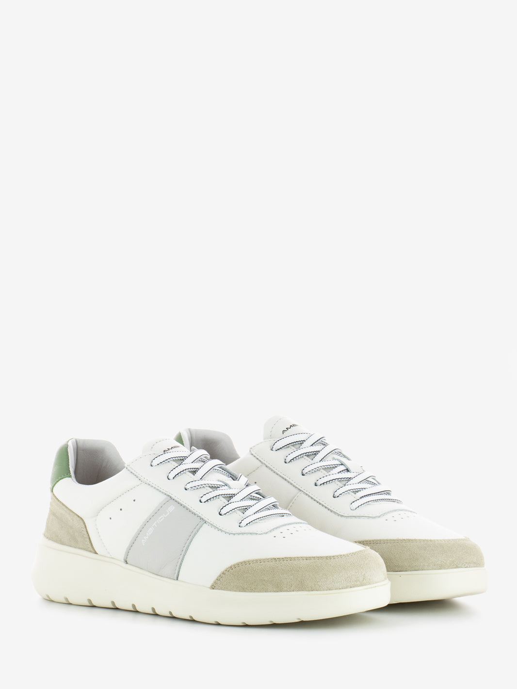 Hover white / beige / green sneakers