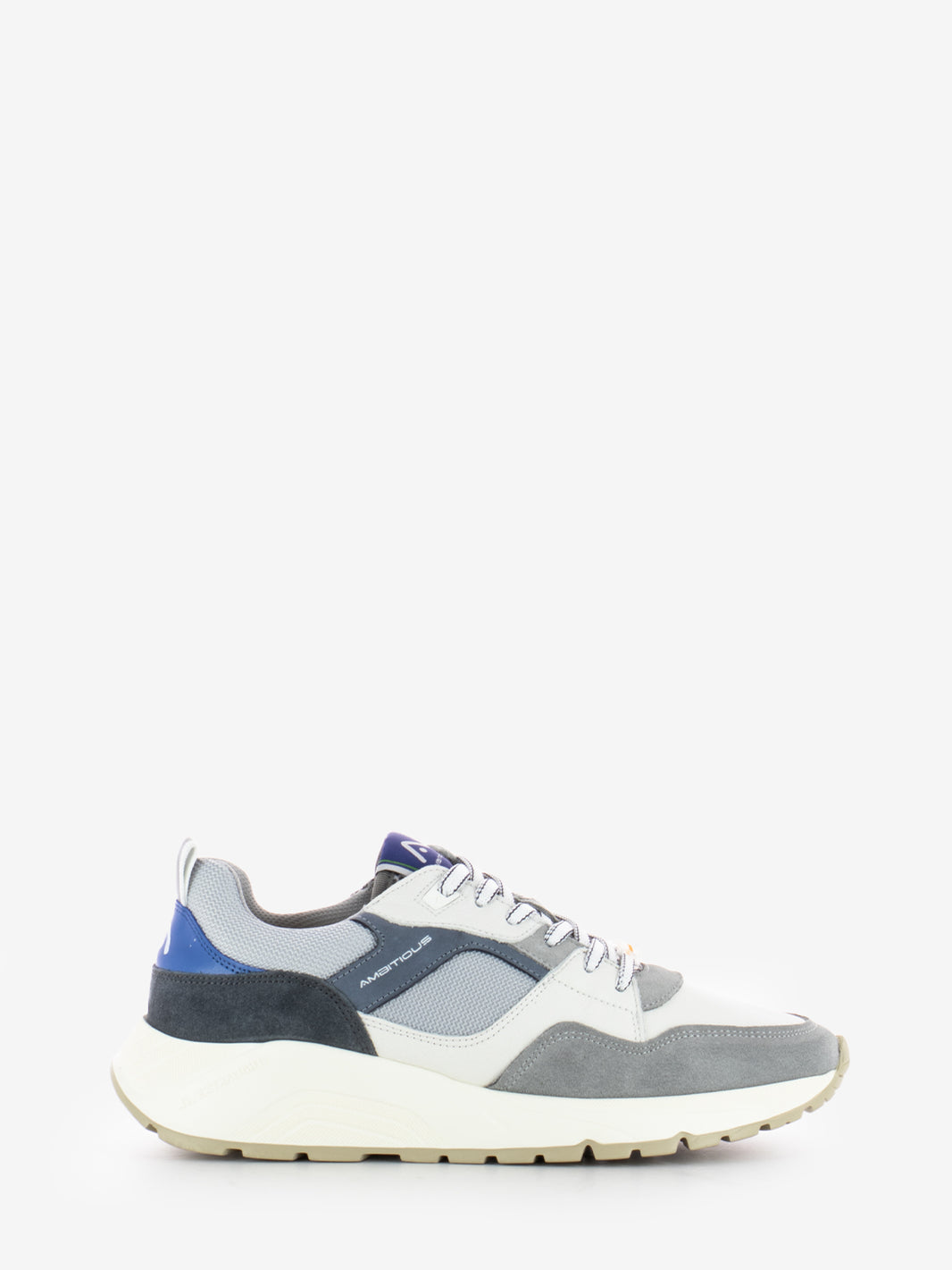 Sneakers in pelle e suede grey / blue