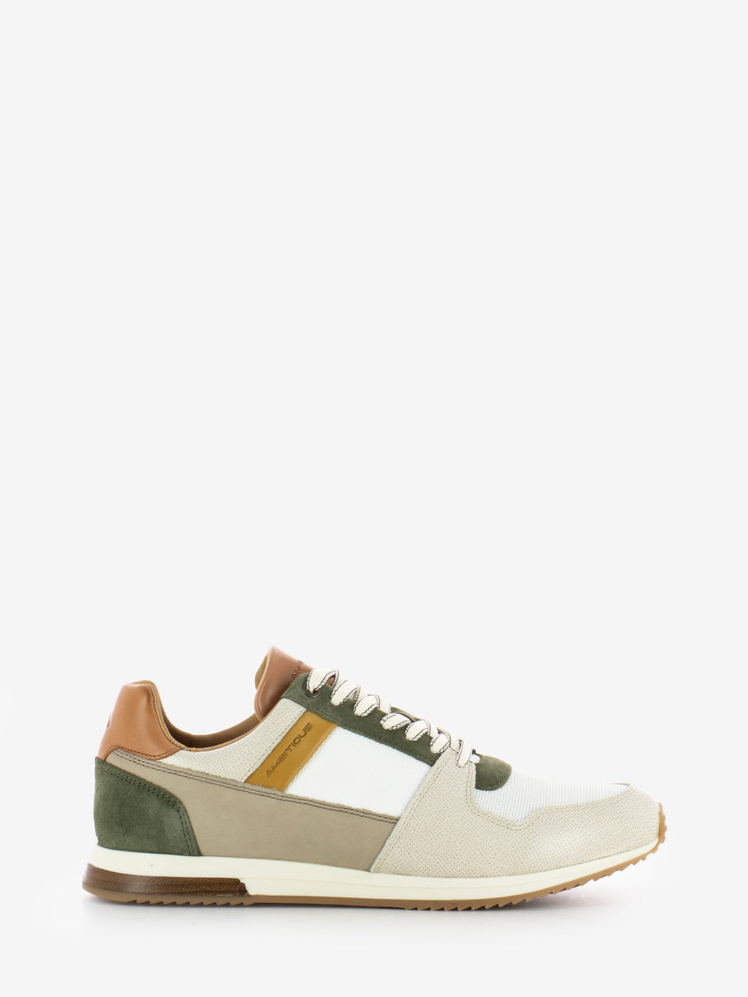 Sneakers in pelle e tessuto grey / off white / kaki
