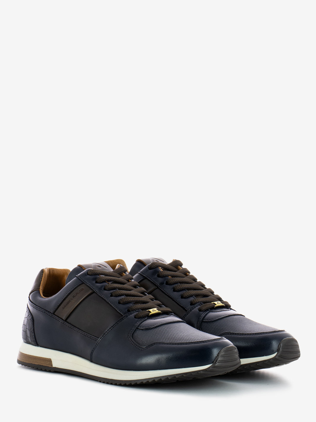 Navy Leather Sneakers